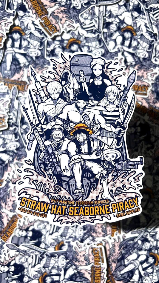 Straw Hat Seaborne Piracy Large Waterproof Sticker