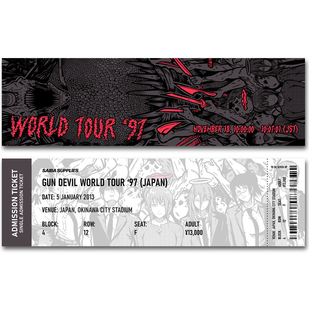 Gun Devil World Tour Event Ticket Bookmark