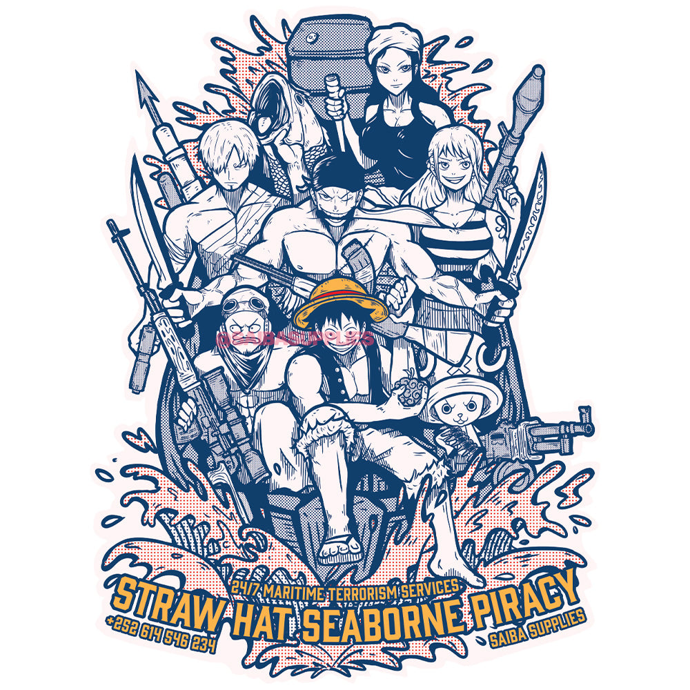 Straw Hat Seaborne Piracy Large Waterproof Sticker