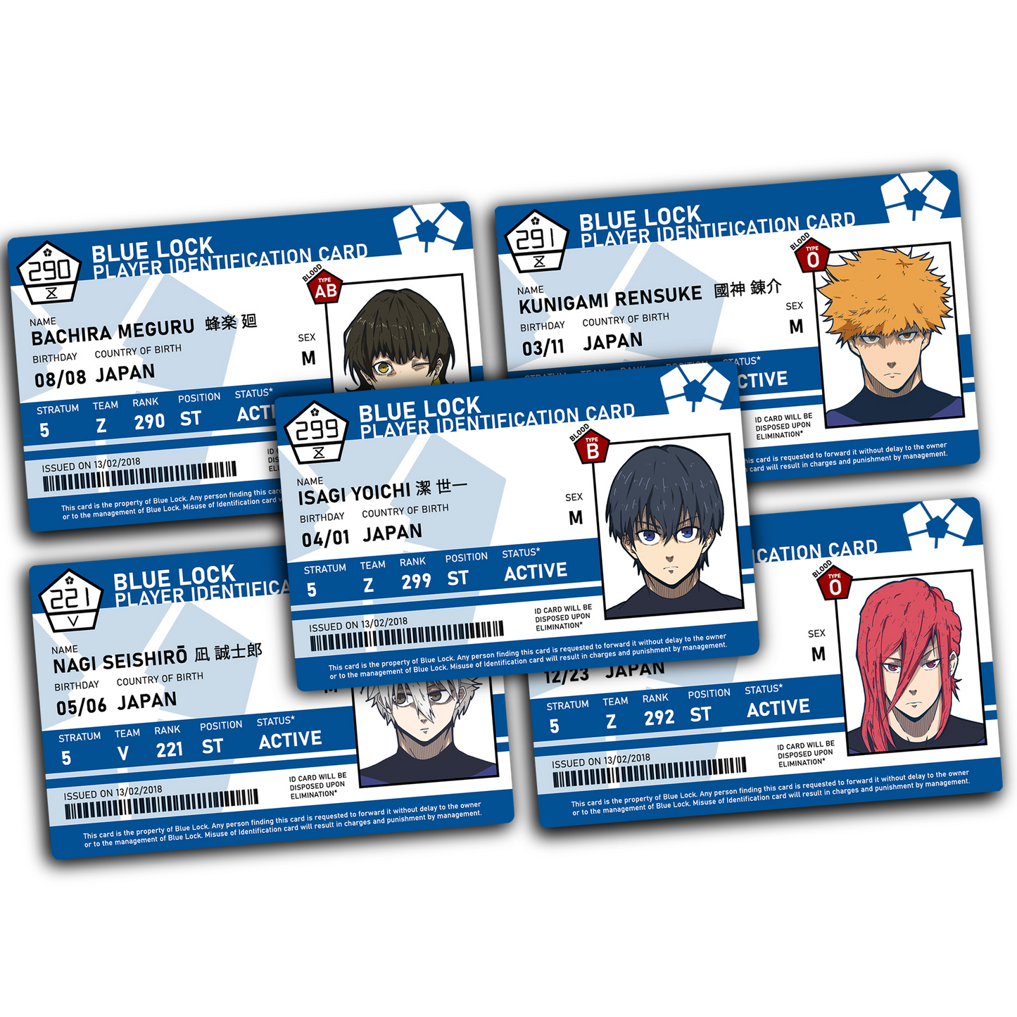 Blue Lock Identification Cards